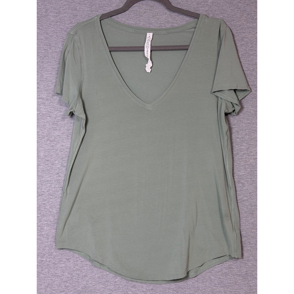 Lululemon Love Tee V-Neck Short Sleeve Pima Cotton Sage Green Size 8